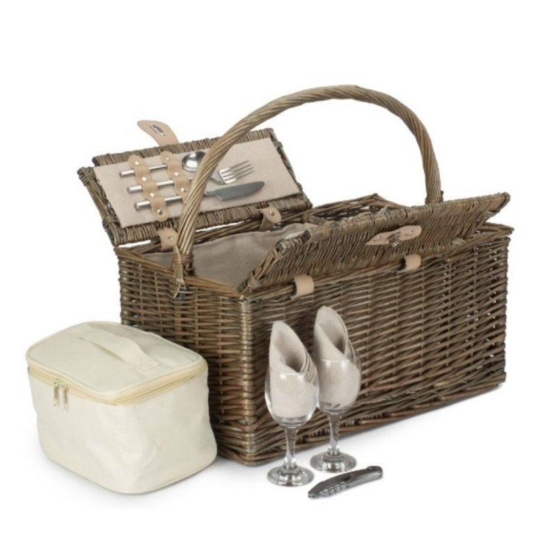 Deluxe Retro Double Lidded Wicker Fitted Picnic Basket - Fitted Picnic Baskets - British D'sire Main image