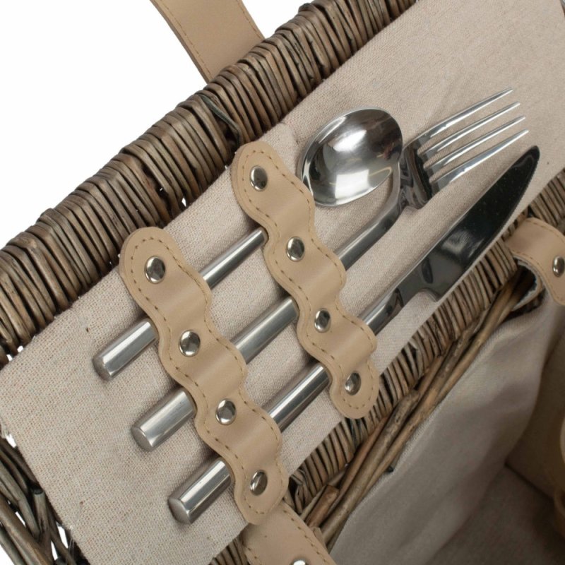 Deluxe Retro Double Lidded Wicker Fitted Picnic Basket - Fitted Picnic Baskets - British D'sire