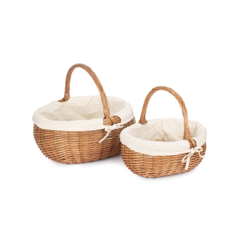 Deluxe Wicker Shopping Basket With White Lining - Shopping Baskets - British D'sire