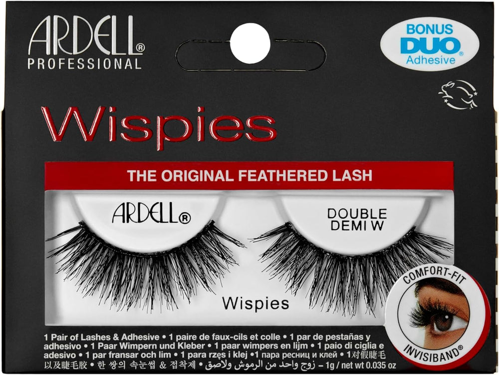 Ardell Double Demi Wispies False Eyelashes, Duo Adhesive Included, Full Volume Medium Length, Vegan Friendly, 1 Pair (Pack of 1) Main image