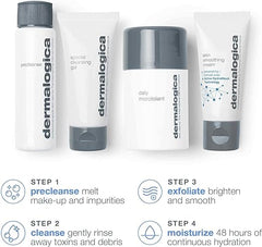Dermalogica Discover Healthy Skin Kit, Polishes, Cleanses, Moisturisers, Precleanse 29ml, Special Cleansing Gel 14ml, Daily Microfoliant 13ml, Skin Smoothing Cream 14ml , for All Skin Types - British D'sire