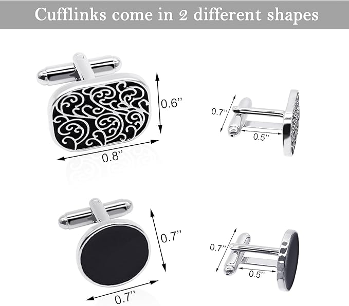 Desenda 4pcs Cufflinks for Men Classic Tone Cufflinks for Wedding, Birthday, Banquet, Business Meeting (Round and Square) Secondary image