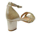 Diamante Ankle Strap Glitter Block Heel Shoes - Heels - British D'sire