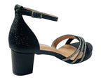 Diamante Ankle Strap Glitter Block Heel Shoes - Heels - British D'sire