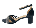 Diamante Ankle Strap Glitter Block Heel Shoes - Heels - British D'sire