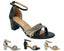 Diamante Ankle Strap Glitter Block Heel Shoes - Heels - British D'sire