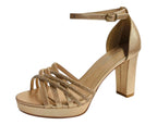 Diamante Block Heel Glitter Cross Strap Shoes - Heels - British D'sire