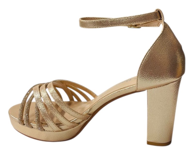 Diamante Block Heel Glitter Cross Strap Shoes - Heels - British D'sire