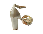 Diamante Block Heel Glitter Cross Strap Shoes - Heels - British D'sire