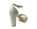 Diamante Block Heel Glitter Cross Strap Shoes - Heels - British D'sire