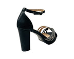 Diamante Block Heel Glitter Cross Strap Shoes - Heels - British D'sire