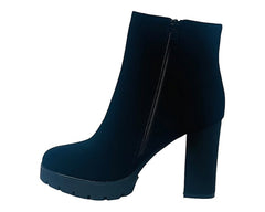 Diamante Block Heels Zip Ankle Boots - Boots - British D'sire