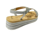 Diamante Elastic Ankle Strap Wedge Sandals - Sandals - British D'sire