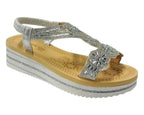 Diamante Elastic Ankle Strap Wedge Sandals - Sandals - British D'sire