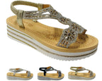 Diamante Elastic Ankle Strap Wedge Sandals - Sandals - British D'sire