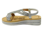 Diamante Elastic Ankle Strap Wedge Sandals - Sandals - British D'sire