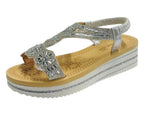Diamante Elastic Ankle Strap Wedge Sandals - Sandals - British D'sire