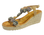 Diamante Espadrilles Wedge Sandals - Sandals - British D'sire