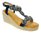 Diamante Espadrilles Wedge Sandals - Sandals - British D'sire