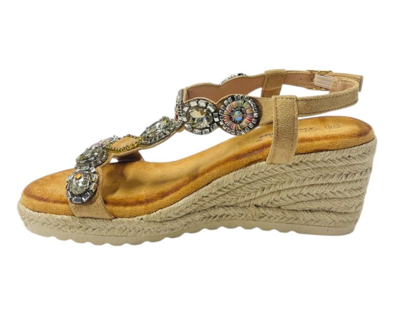 Diamante Espadrilles Wedge Sandals - Sandals - British D'sire