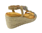 Diamante Espadrilles Wedge Sandals - Sandals - British D'sire