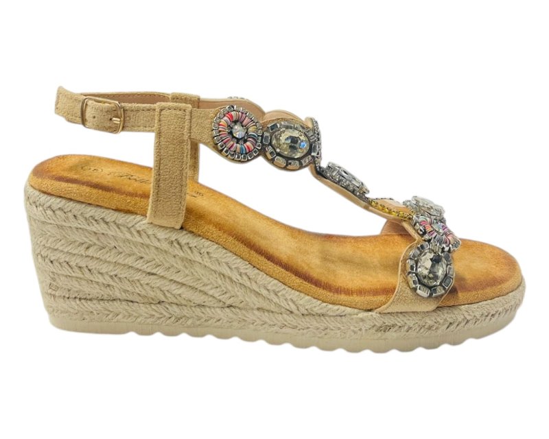 Diamante Espadrilles Wedge Sandals - Sandals - British D'sire