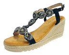 Diamante Espadrilles Wedge Sandals - Sandals - British D'sire