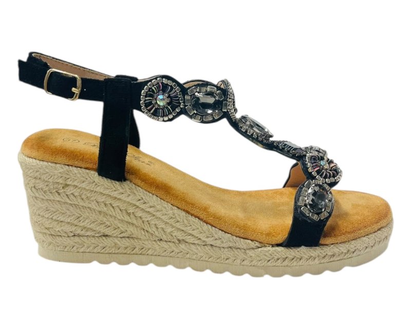 Diamante Espadrilles Wedge Sandals - Sandals - British D'sire