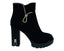 Diamante Faux Suede Block Heel Zip Ankle Boots - Boots - British D'sire