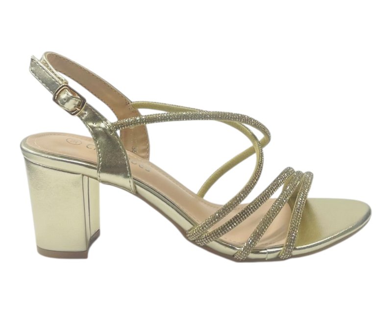 Diamante Glitter Ankle Strap Block Heel Shoes - Heels - British D'sire