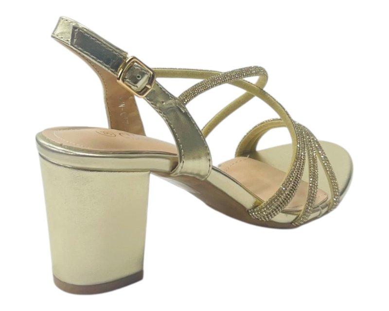 Diamante Glitter Ankle Strap Block Heel Shoes - Heels - British D'sire