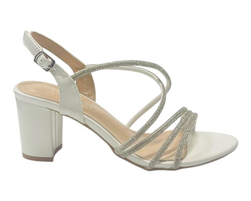 Diamante Glitter Ankle Strap Block Heel Shoes - Heels - British D'sire
