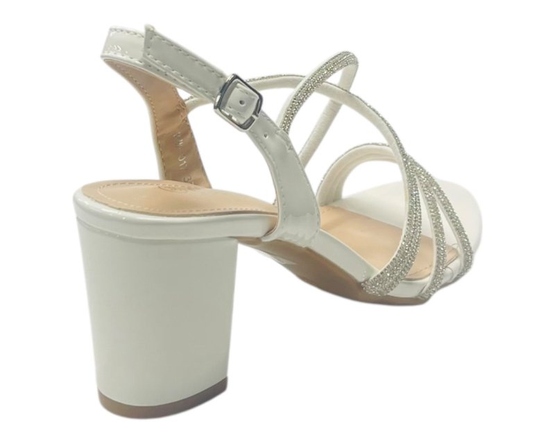 Diamante Glitter Ankle Strap Block Heel Shoes - Heels - British D'sire