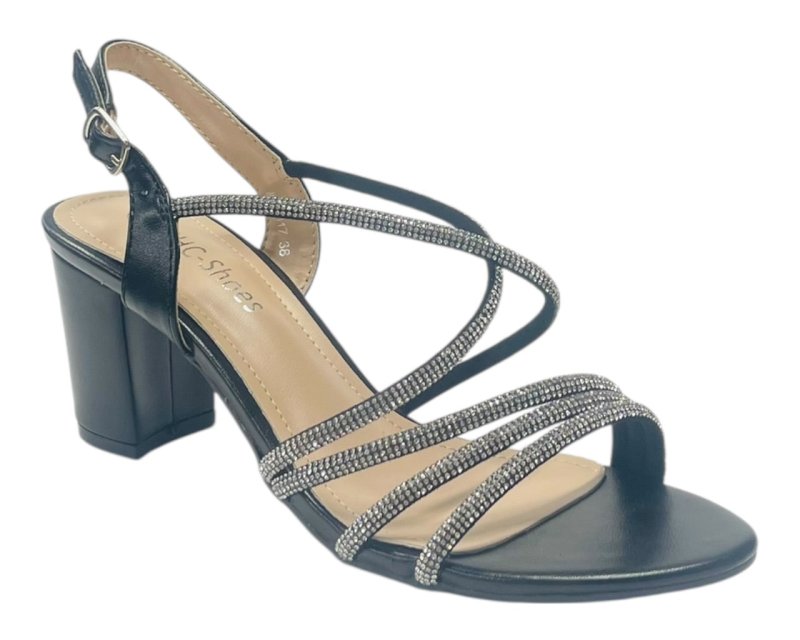 Diamante Glitter Ankle Strap Block Heel Shoes Secondary image