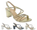 Diamante Glitter Ankle Strap Block Heel Shoes - Heels - British D'sire
