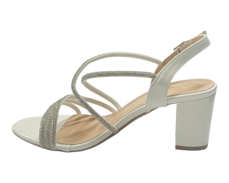 Diamante Glitter Ankle Strap Block Heel Shoes - Heels - British D'sire