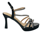 Diamante High Heel Glitter Ankle Strap Shoes - Heels - British D'sire