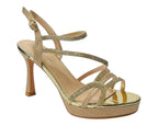 Diamante High Heel Glitter Ankle Strap Shoes - Heels - British D'sire