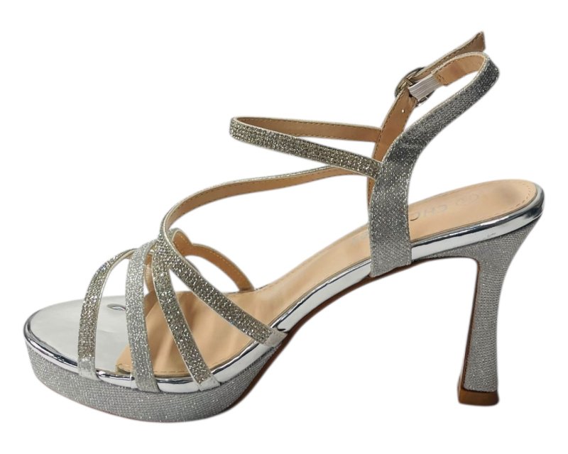 Diamante High Heel Glitter Ankle Strap Shoes - Heels - British D'sire