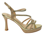 Diamante High Heel Glitter Ankle Strap Shoes - Heels - British D'sire