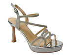 Diamante High Heel Glitter Ankle Strap Shoes - Heels - British D'sire
