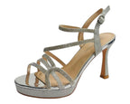 Diamante High Heel Glitter Ankle Strap Shoes - Heels - British D'sire