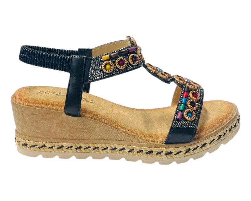 Diamante Slip On Wedge Sandals - Sandals - British D'sire