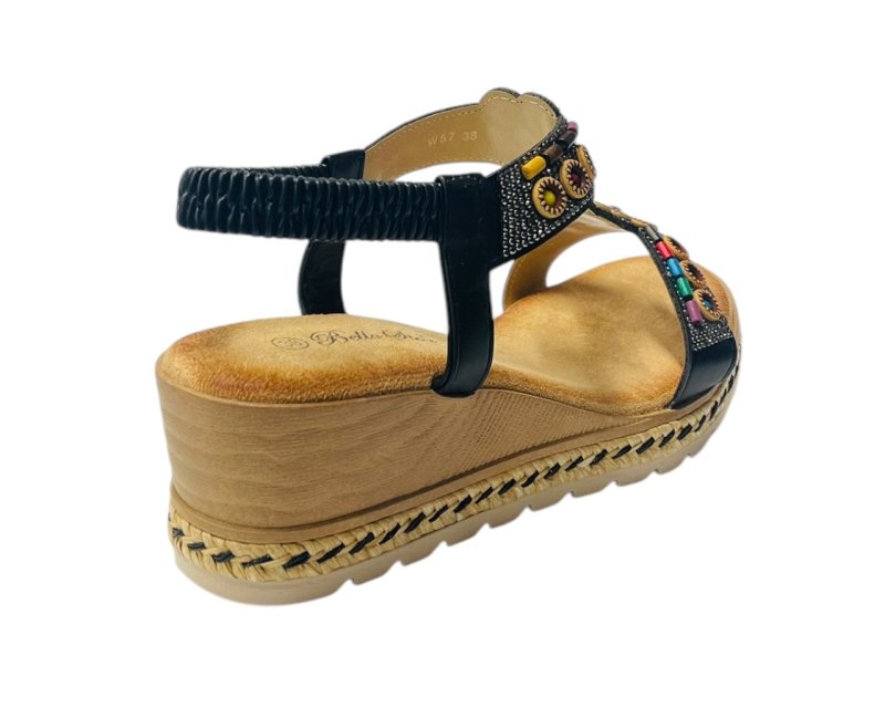 Diamante Slip On Wedge Sandals - Sandals - British D'sire