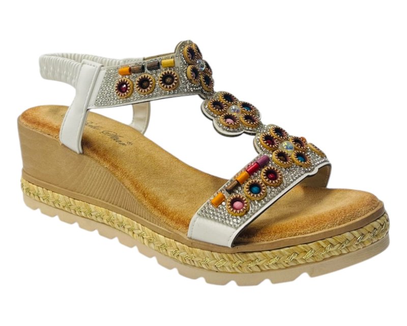 Diamante Slip On Wedge Sandals - Sandals - British D'sire
