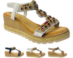 Diamante Slip On Wedge Sandals - Sandals - British D'sire