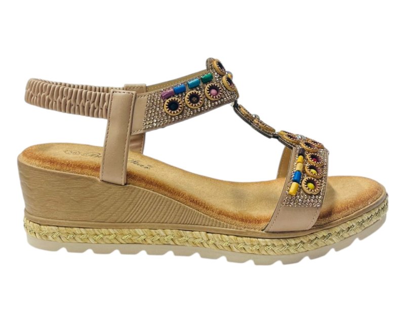 Diamante Slip On Wedge Sandals - Sandals - British D'sire