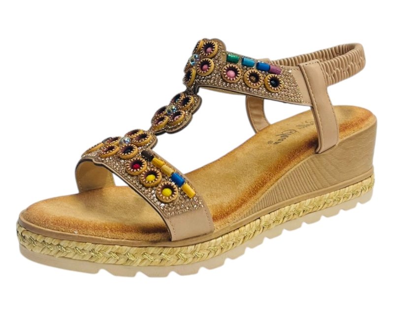 Diamante Slip On Wedge Sandals - Sandals - British D'sire