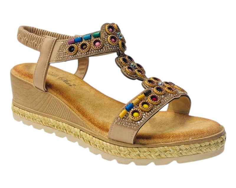 Diamante Slip On Wedge Sandals - Sandals - British D'sire