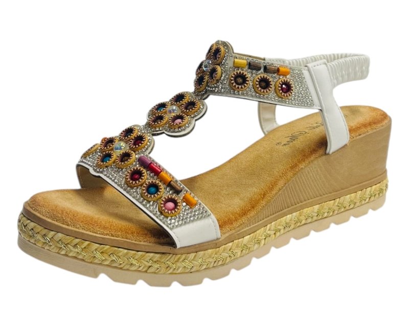 Diamante Slip On Wedge Sandals - Sandals - British D'sire